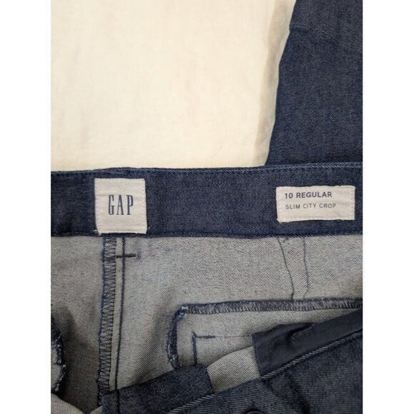 GAP women's 10 regular slim city crop dark denim, work, business, stretch S14 - Picture 5 of 9